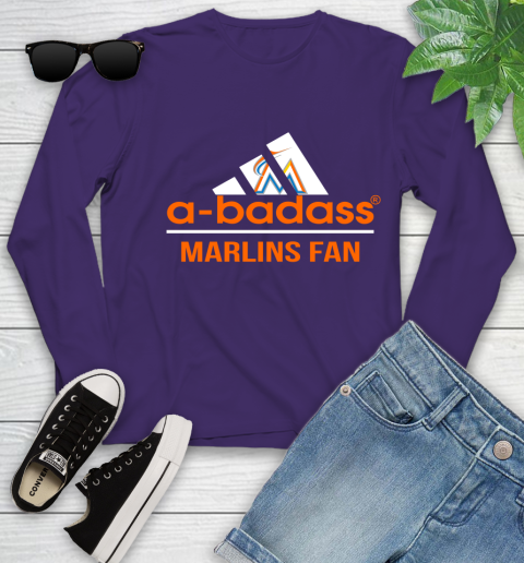 MLB A Badass Miami Marlins Fan Adidas Baseball Sports Youth Long Sleeve 4