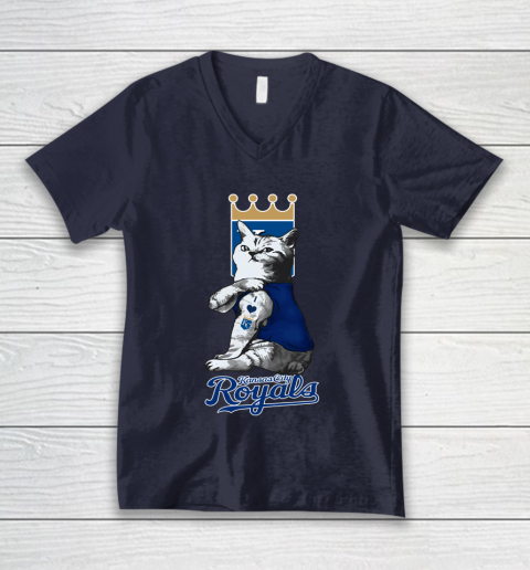 MLB Baseball My Cat Loves Kansas City Royals V-Neck T-Shirt 2