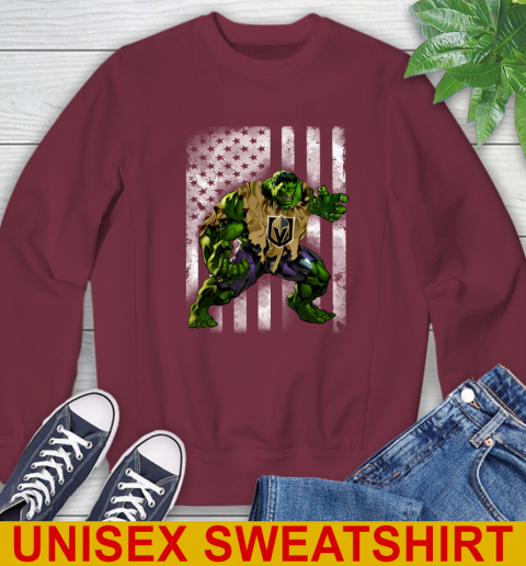 Vegas Golden Knights Hulk Marvel Avengers NHL Hockey American Flag Sweatshirt 6