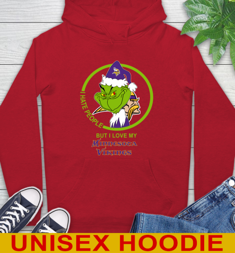 Minnesota Vikings NFL Christmas Grinch I Hate People But I Love My Favorite Football Team Hoodie 10