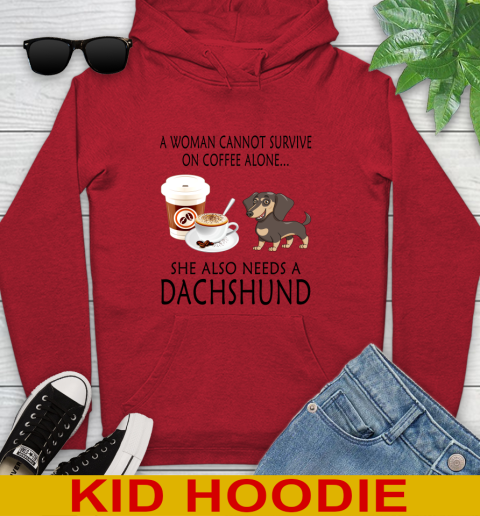 Women cannot survive on coffee alone she also need a DACHSHUND tshirt 119