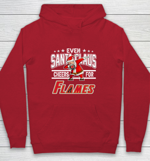 Calgary Flames Even Santa Claus Cheers For Christmas NHL Youth Hoodie 7