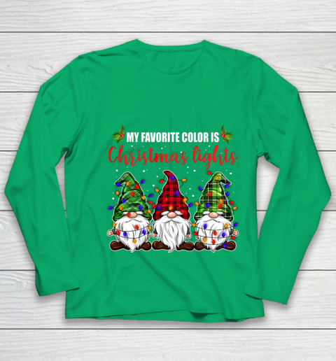 My Favorite Color Is Christmas Light Gnome Merry Christmas Youth Long Sleeve 4