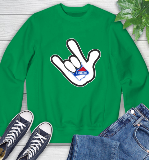 New York Rangers NHL Hockey Mickey Rock Hand Disney Sweatshirt 6