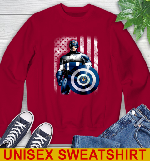 Houston Astros MLB Baseball Captain America Marvel Avengers American Flag Shirt Sweatshirt 9