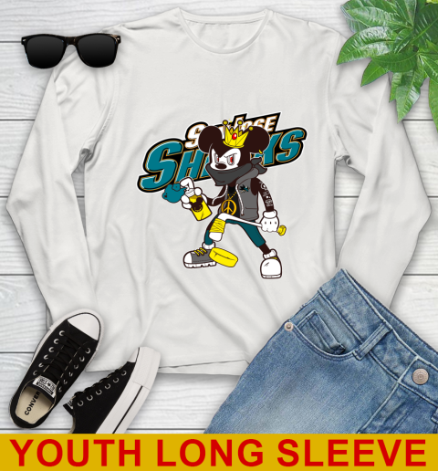 San Jose Sharks NHL Hockey Mickey Peace Sign Sports Youth Long Sleeve 12