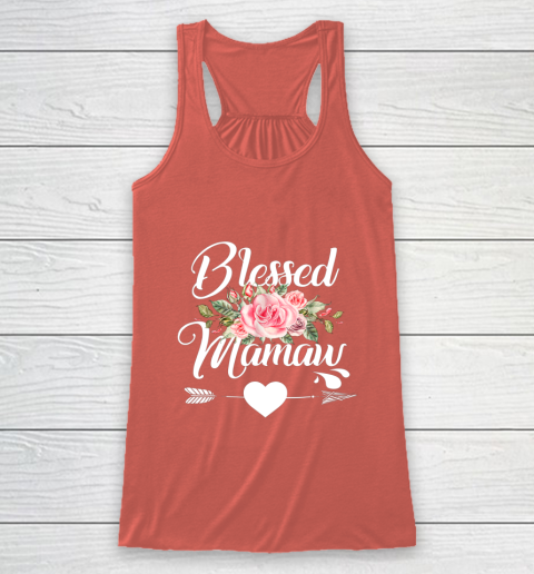 Blessed Mamaw Thanksgiving Christmas Floral Gift For Grandma Racerback Tank 3