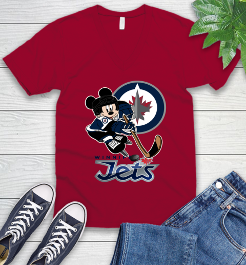 NHL Winnipeg Jets Mickey Mouse Disney Hockey T Shirt V-Neck T-Shirt 8