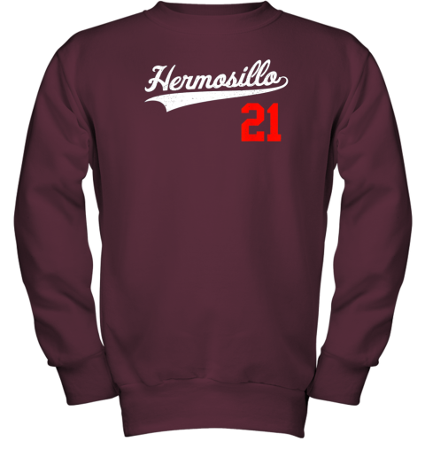 njpx hermosillo shirt in baseball style for mexican fans youth sweatshirt 47 front maroon