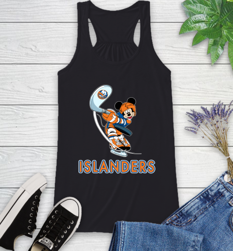 NHL Hockey New York Islanders Cheerful Mickey Mouse Shirt Racerback Tank