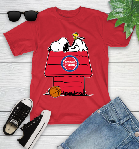 Detroit Pistons NBA Basketball Snoopy Woodstock The Peanuts Movie Youth T-Shirt 10