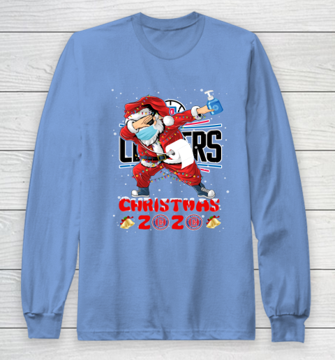 LA Clippers Funny Santa Claus Dabbing Christmas 2020 NBA Long Sleeve T-Shirt 8