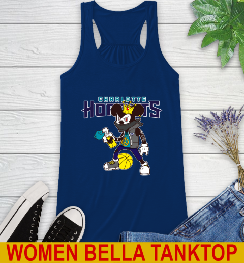Charlotte Hornets NBA Basketball Mickey Peace Sign Sports Racerback Tank 9