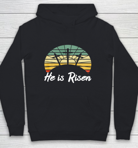 Retro He Is Risen Christian Jesus Christ Religious Easter Youth Hoodie
