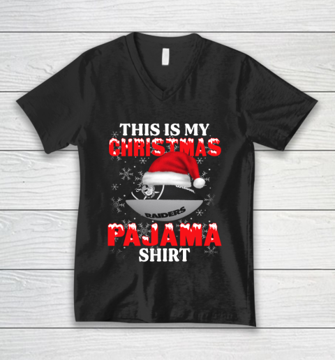 Oakland Raiders This Is My Christmas Pajama Shirt NFL V-Neck T-Shirt