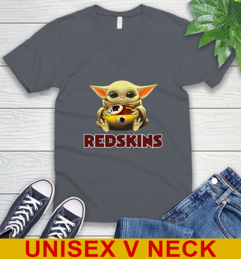 NFL Football Washington Redskins Baby Yoda Star Wars Shirt V-Neck T-Shirt 5