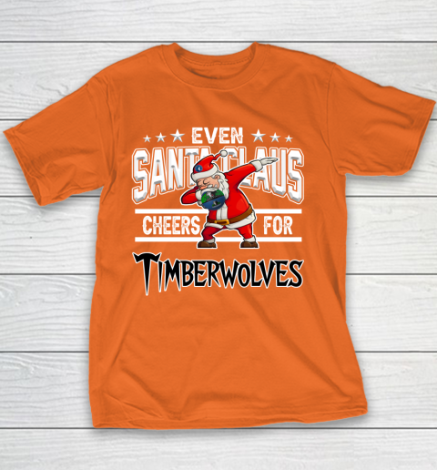 Minnesota Timberwolves Even Santa Claus Cheers For Christmas NBA Youth T-Shirt 4
