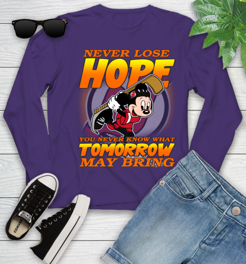 New Jersey Devils NHL Hockey ootball Mickey Disney Never Lose Hope Youth Long Sleeve 4