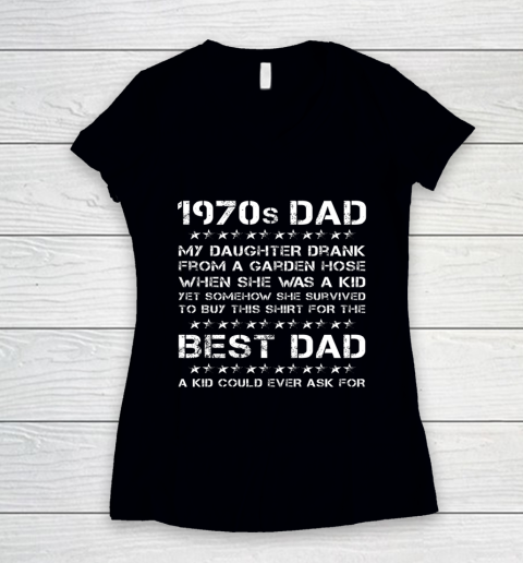 Funny 1970s Dad Girl Dad Father's Day Women's V-Neck T-Shirt