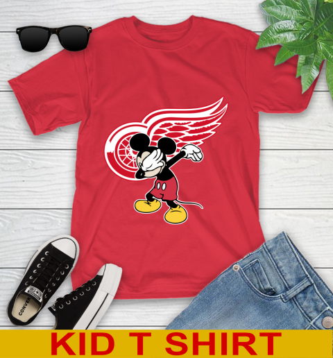 Detroit Red Wings NHL Hockey Dabbing Mickey Disney Sports Youth T-Shirt 10