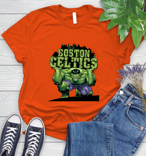 Boston Celtics NBA Basketball Incredible Hulk Marvel Avengers Sports Women's T-Shirt 4