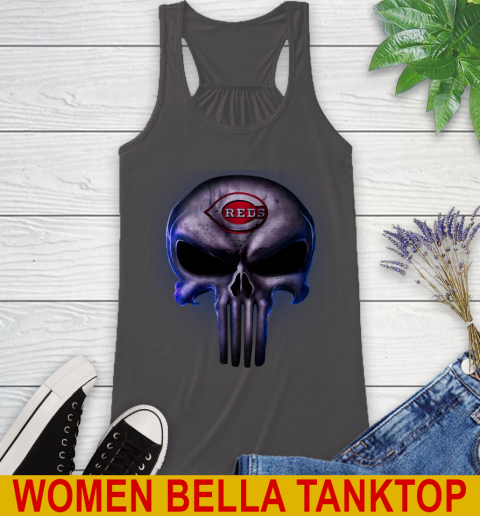 Cincinnati Reds MLB Baseball Punisher Skull Sports Racerback Tank 10