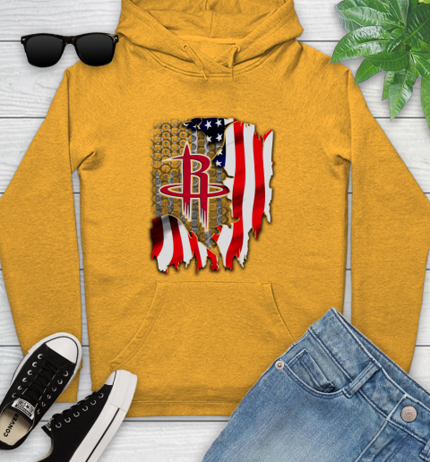 Houston Rockets NBA Basketball American Flag Youth Hoodie 2