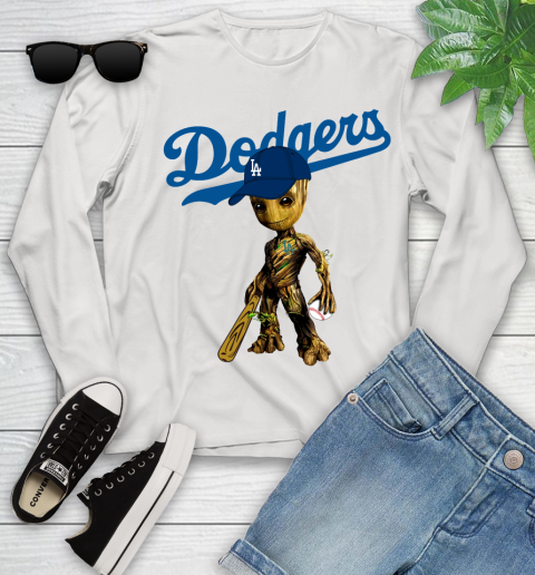 MLB Los Angeles Dodgers Groot Guardians Of The Galaxy Baseball Youth Long Sleeve