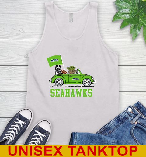 NFL Football Seattle Seahawks Darth Vader Baby Yoda Driving Star Wars Shirt Tank Top