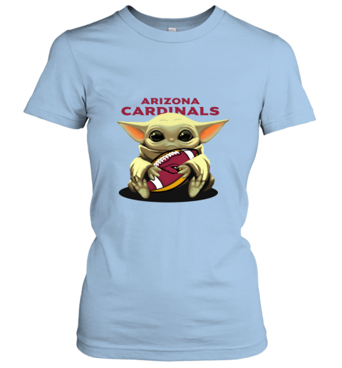Baby Yoda Loves The Arizona Cardinals n3lq baby yoda loves the arizona cardinals ladies t shirt 20 front light blue