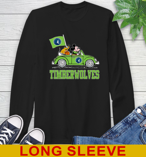 NBA Basketball Minnesota Timberwolves Pluto Mickey Driving Disney Shirt Long Sleeve T-Shirt 2