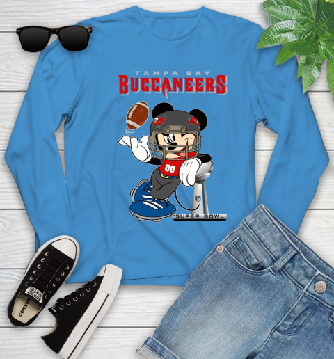 NFL Tampa Bay Buccaneers Mickey Mouse Disney Super Bowl Football T Shirt Youth Long Sleeve 7