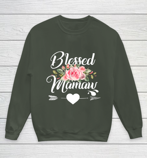 Blessed Mamaw Thanksgiving Christmas Floral Gift For Grandma Youth Sweatshirt 8