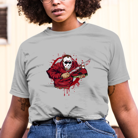 Air Jordan 5 What The Matching Sneaker Tshirt Jason Voorhees Red and Yellow Jordan Tshirt