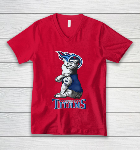 NFL Football My Cat Loves Tennessee Titans V-Neck T-Shirt 6