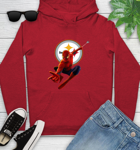 NFL Spider Man Avengers Endgame Football Pittsburgh Steelers Youth Hoodie 11