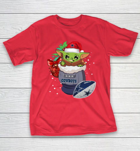 Dallas Cowboys Christmas Baby Yoda Star Wars Funny Happy NFL T-Shirt 10