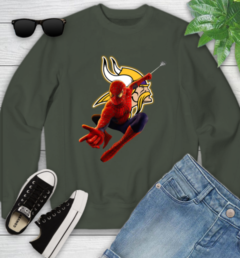 NFL Spider Man Avengers Endgame Football Minnesota Vikings Youth Sweatshirt - Image 11
