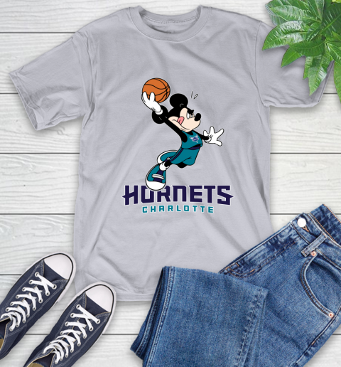 NBA Basketball Charlotte Hornets Cheerful Mickey Mouse Shirt T-Shirt 6