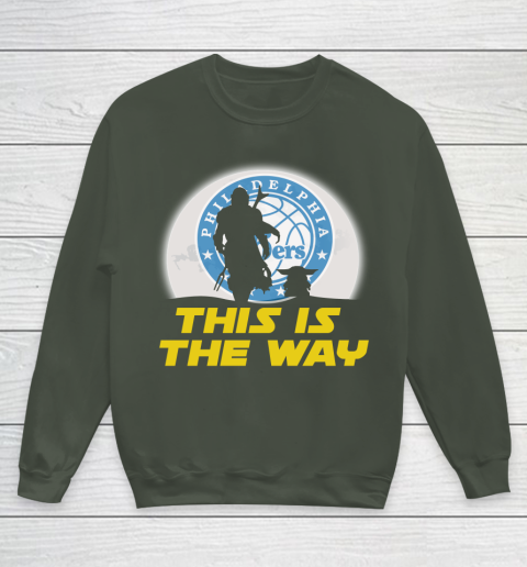 Philadelphia 76ers NBA Basketball Star Wars Yoda And Mandalorian This Is The Way Youth Sweatshirt 8