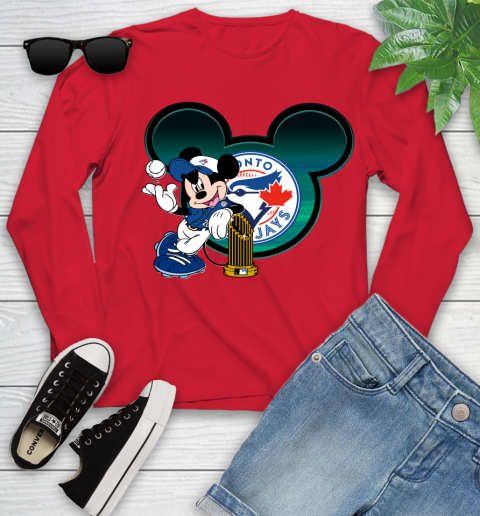 MLB Toronto Blue Jays The Commissioner's Trophy Mickey Mouse Disney Youth Long Sleeve 11