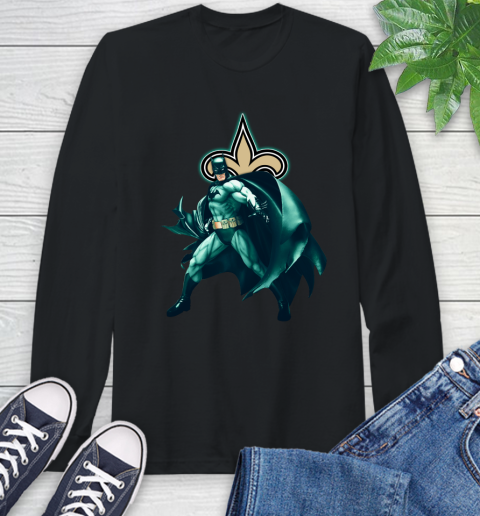 NFL Batman Football Sports New Orleans Saints Long Sleeve T-Shirt 2