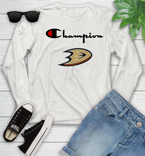 NHL Hockey Anaheim Ducks Champion Shirt Youth Long Sleeve 10
