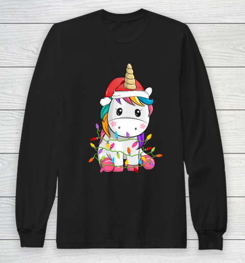 Unicorn Tree Christmas Sweater Xmas Pet Animal Lover Gifts Long Sleeve T-Shirt