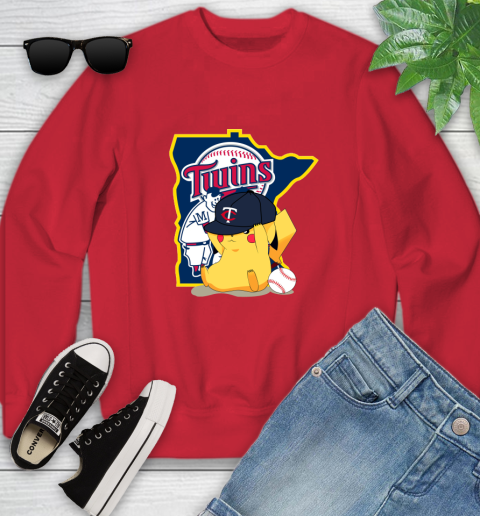 MLB Pikachu Baseball Sports Minnesota Twins Youth Sweatshirt 9