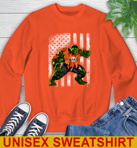 San Francisco Giants Hulk Marvel Avengers MLB Baseball American Flag Sweatshirt 3