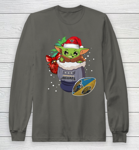 Jacksonville Jaguars Christmas Baby Yoda Star Wars Funny Happy NFL Long Sleeve T-Shirt 8
