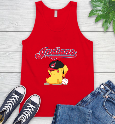 MLB Pikachu Baseball Sports Cleveland Indians Tank Top 6