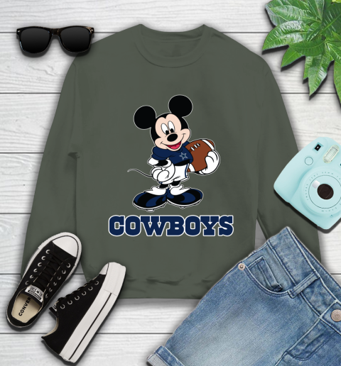NFL Football Dallas Cowboys Cheerful Mickey Mouse Shirt Youth Sweatshirt 9