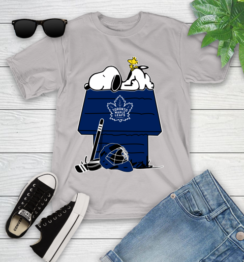 Toronto Maple Leafs NHL Hockey Snoopy Woodstock The Peanuts Movie Youth T-Shirt 12